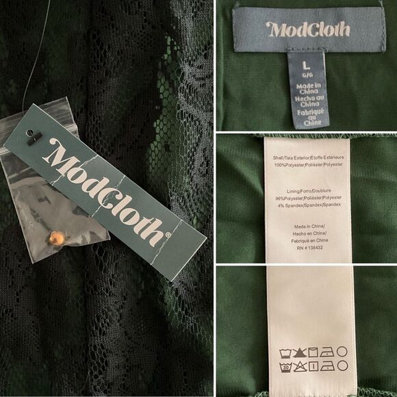 ModCloth Era Twilight Black Lace Overlay Dress L - Picture 4 of 9